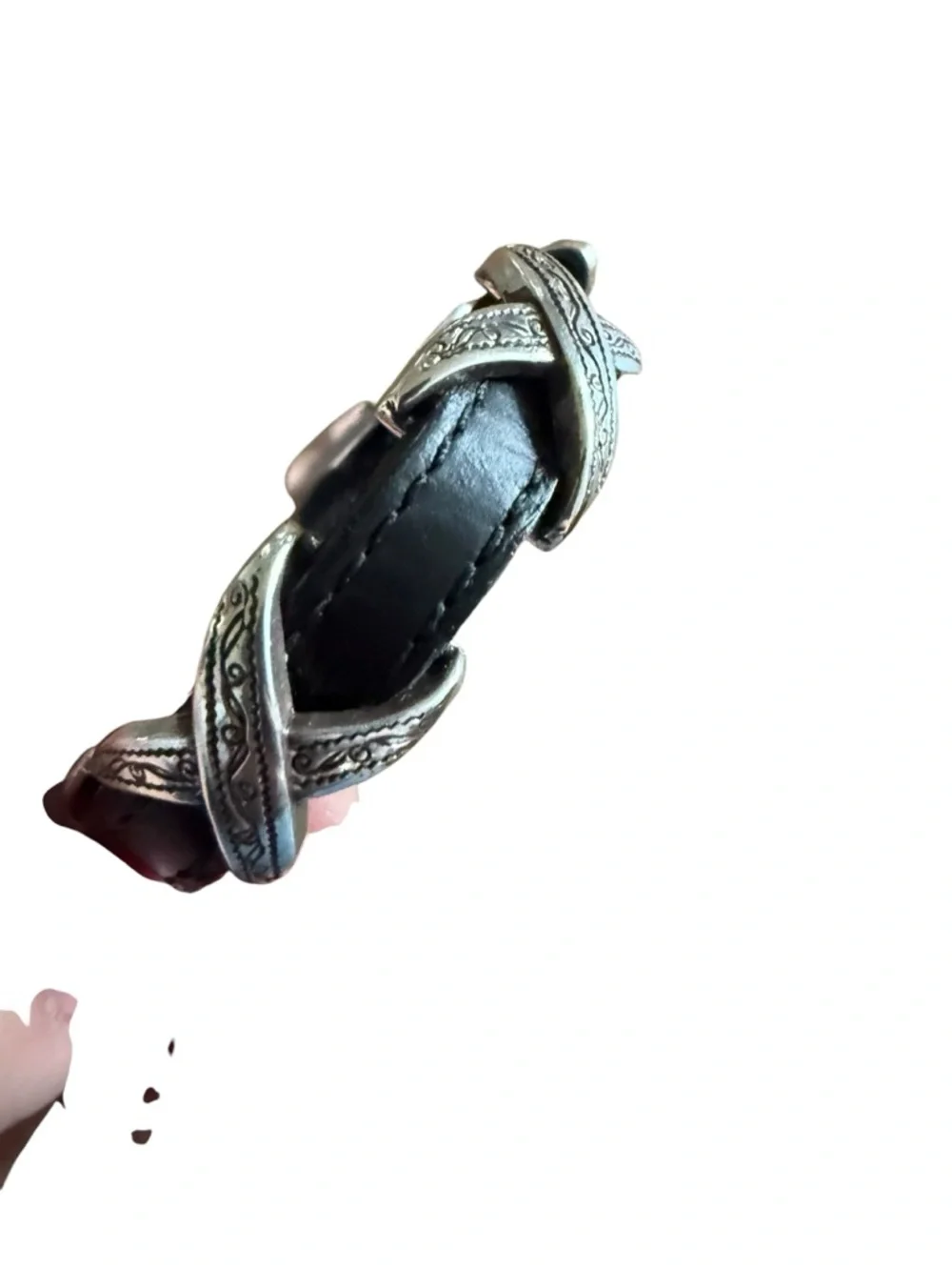 Brighton Black Leather Boho Western Bracelet with Silver-Tone Accents